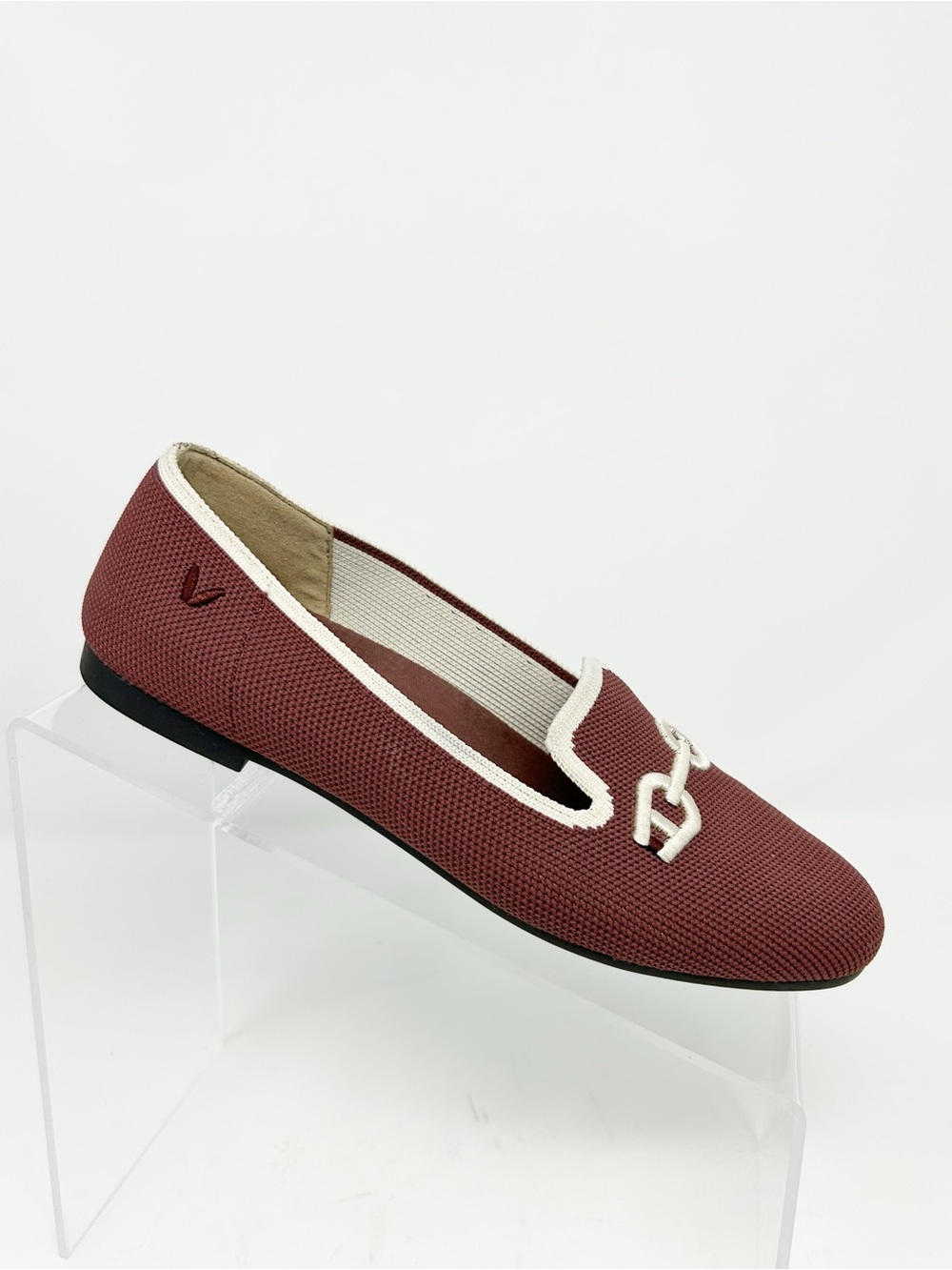 VIVAIA Eileen Loafers Womens Burgundy Red Cream Trim Chain Detail Flats Size 35